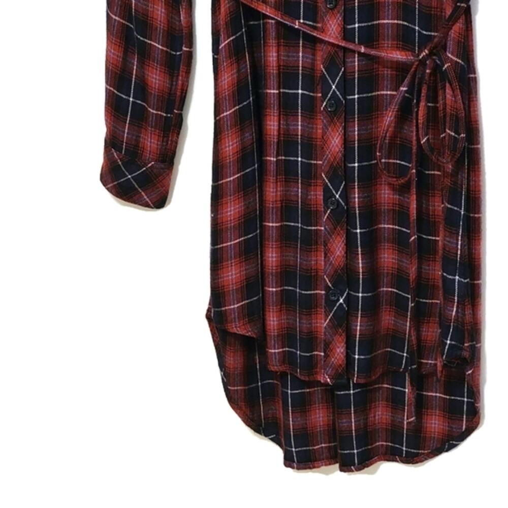 Rails Plaid Red Blue Hi Low Tunic Shirt Dress Long Sleeve Casual Chic Size S - Picture 6 of 15